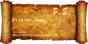 Prikler Samu névjegykártya